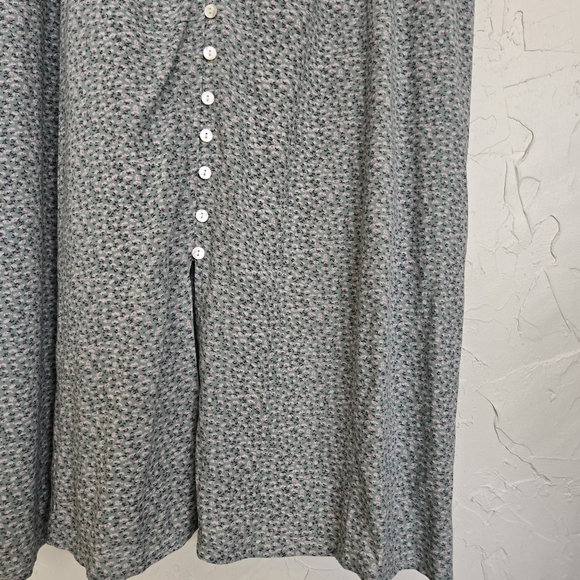 Lucky Brand Floral Button Front Laced Back Green Slip Dress, XL - Picture 5 of 11